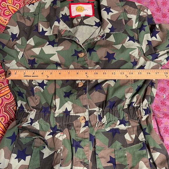 Boden Jacket Blazer 15 16 Year Star Design Button Front Army Girls - Picture 11 of 12